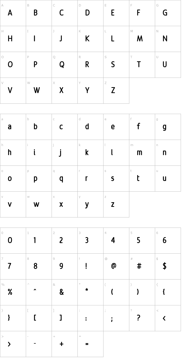 Character Map Revalo ModernBold Font