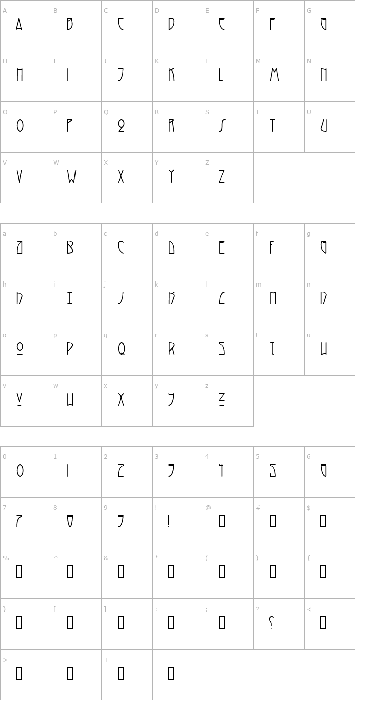 Character Map Reverberate Bold Font