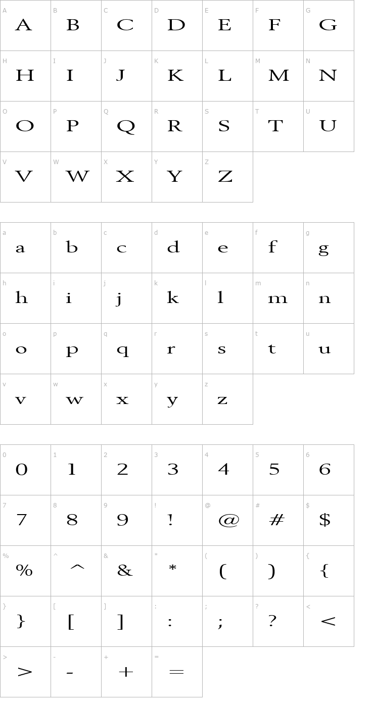 Character Map Revive 8 Extended Normal Font