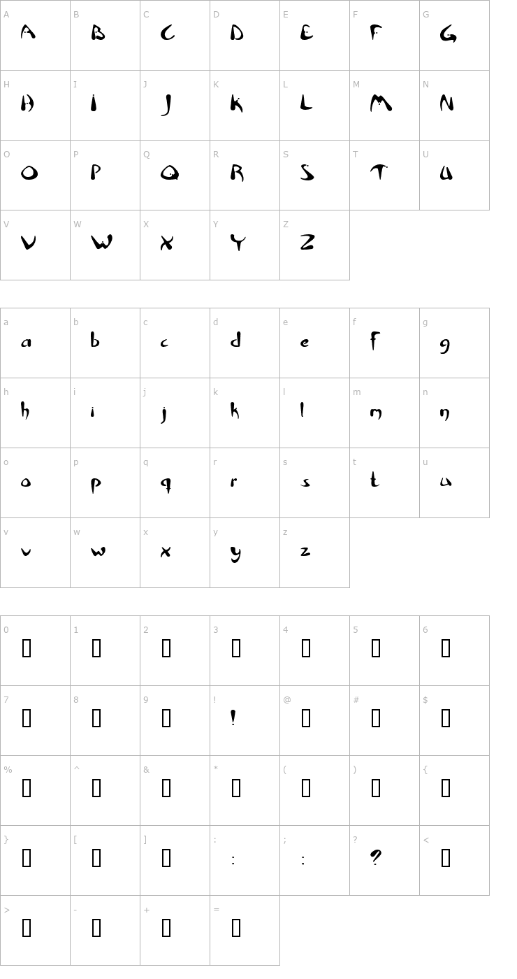 Character Map Rhino Font