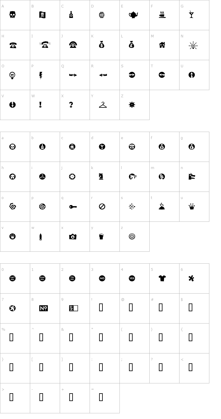 Character Map RiansDingbats Four Font