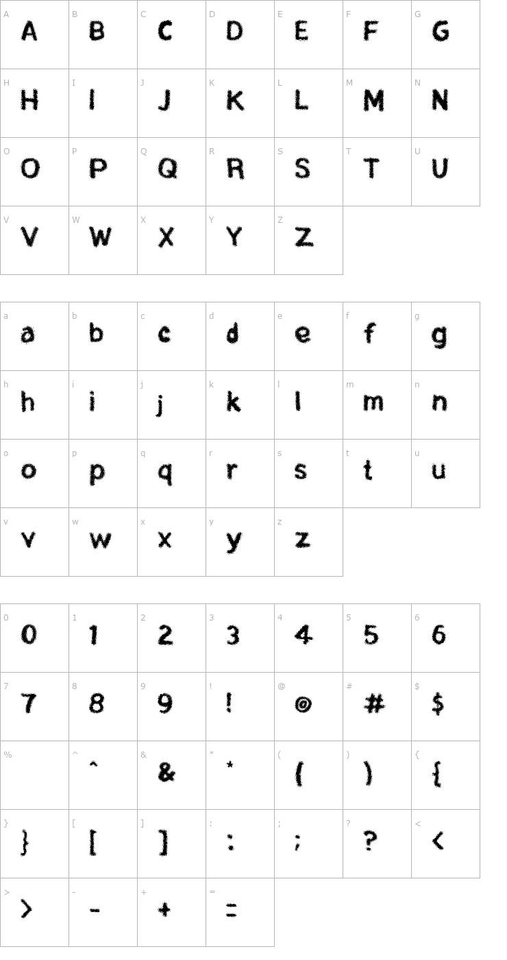 Character Map Rita Font