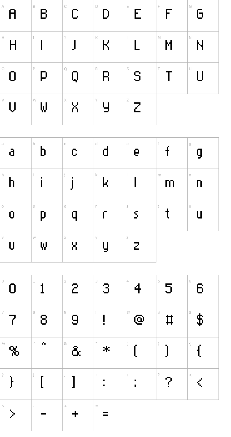 Character Map Rittswood Office Lg Font