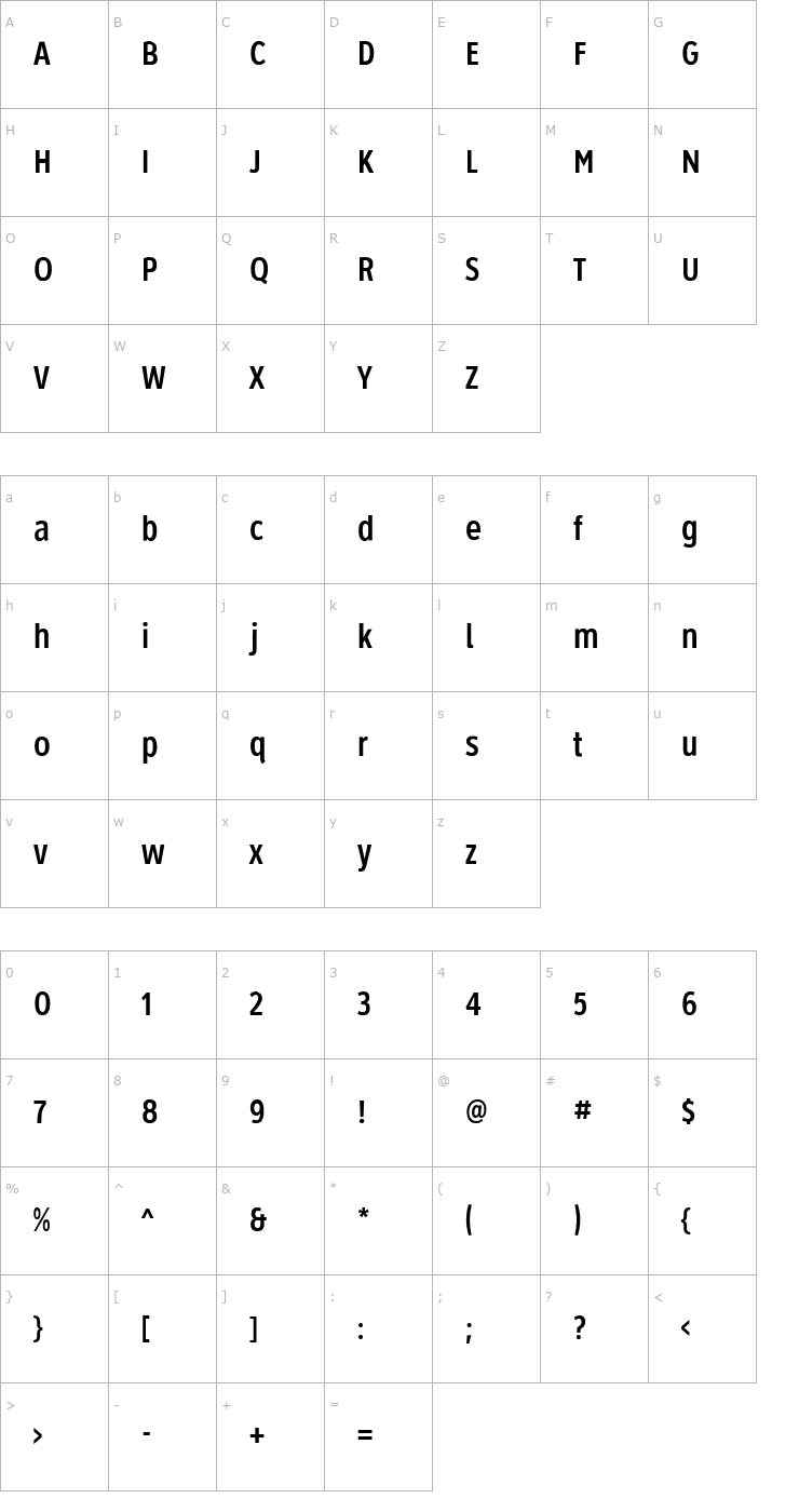 Character Map Roadgeek 2005 Series 2B Font