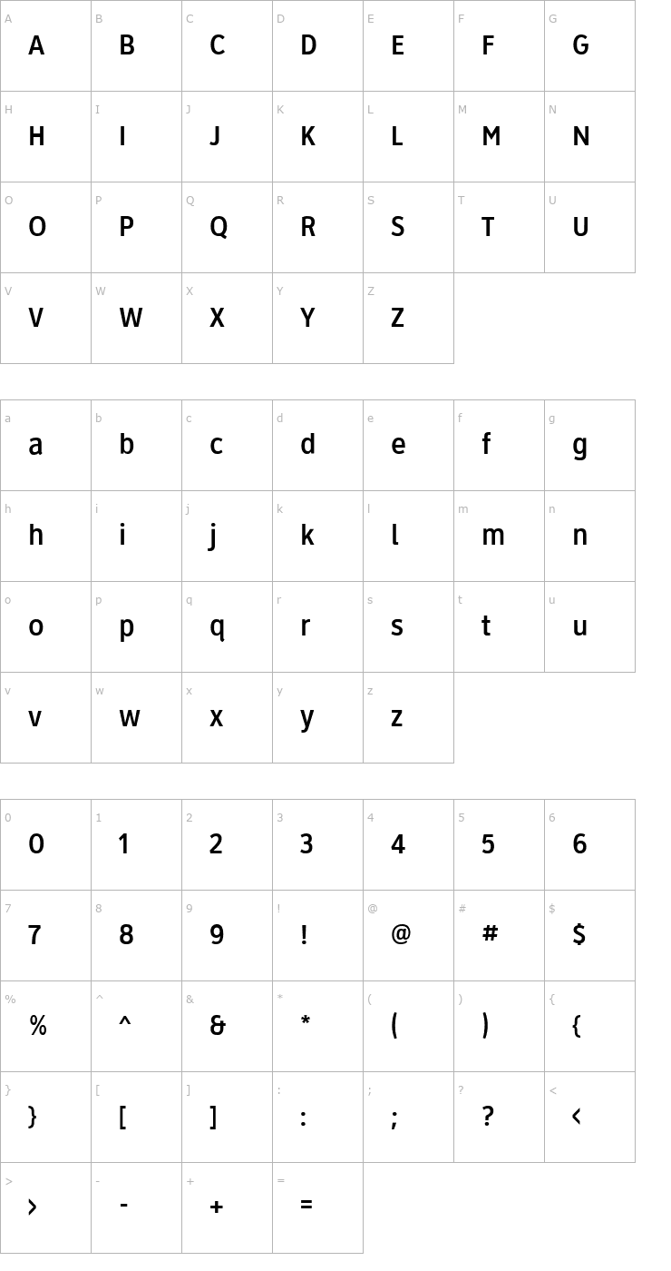 Character Map Roadgeek 2005 Series 3W Font