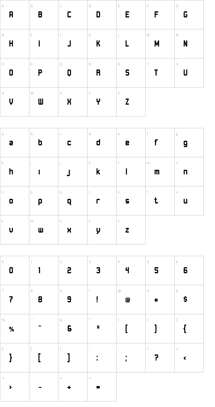 Character Map Robust ICG Bold Font