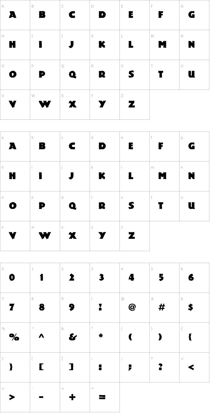 Character Map Rockstone Font