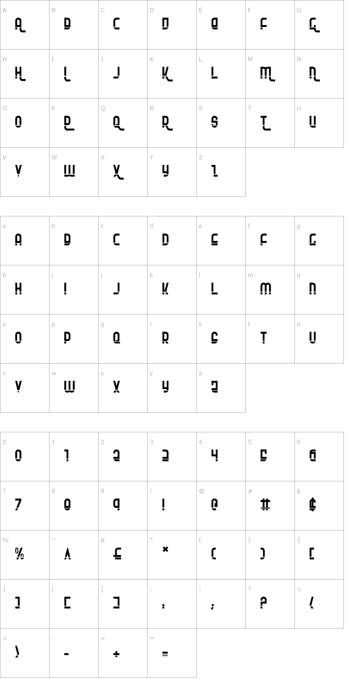 Character Map Ro'Ki'Kier Laser Font