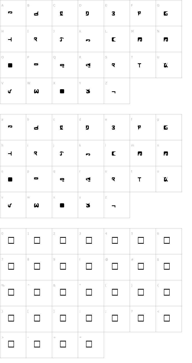 Character Map Romulus Regular Font