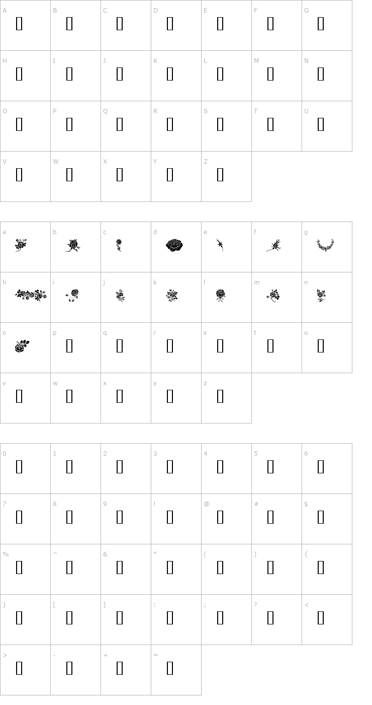 Character Map Rosegarden Font