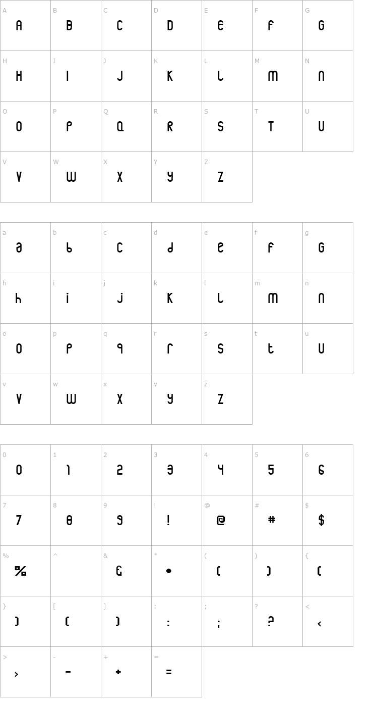 Character Map Rothwell Font