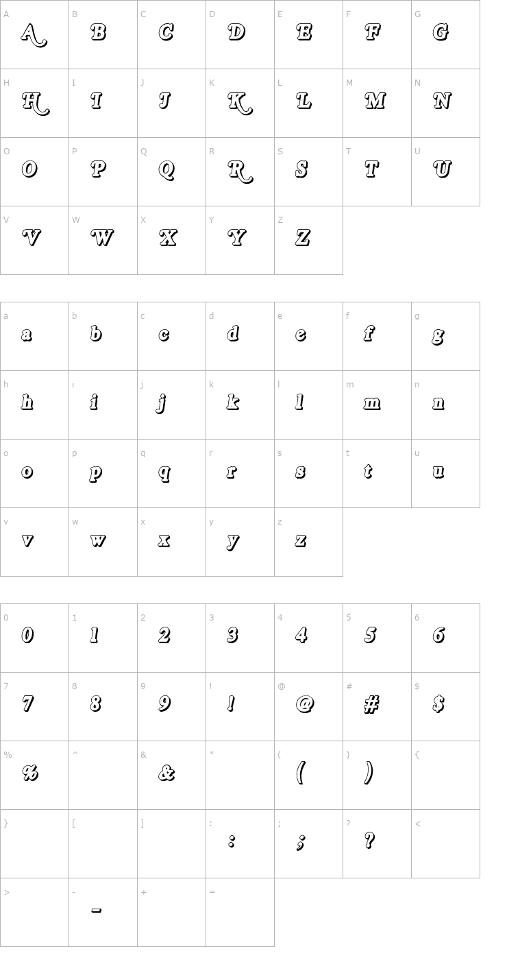 Character Map Royal Acidbath Outline Font