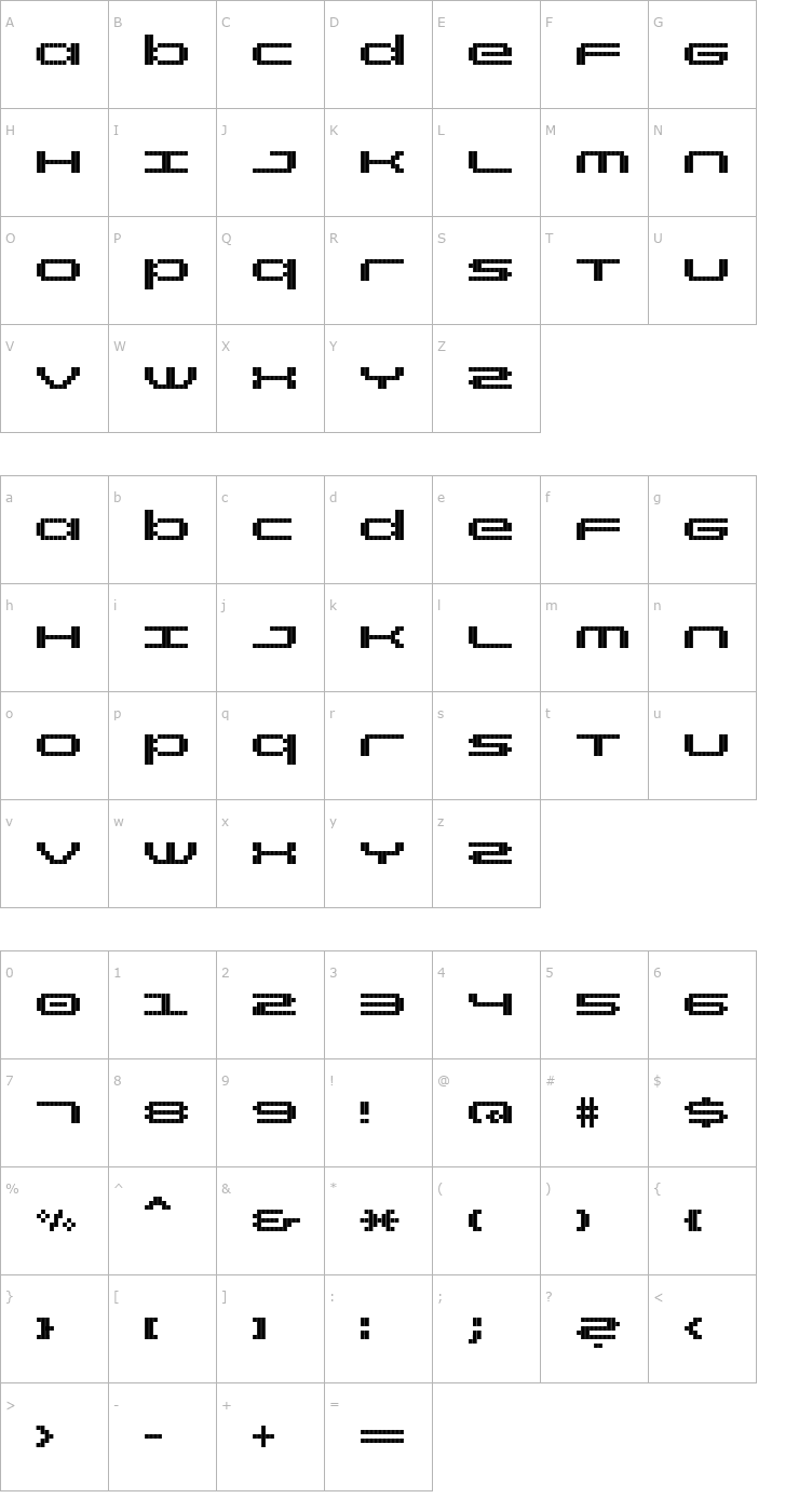 Character Map rt screenloft8 Bold Font