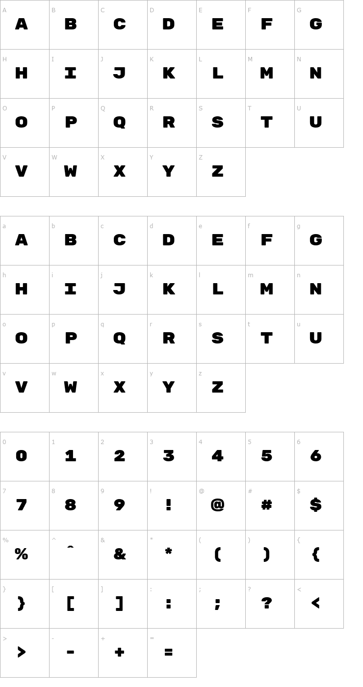 Character Map Rubik Mono One Font