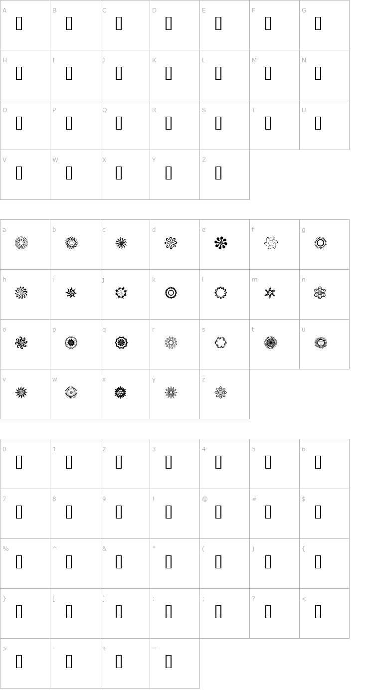 Character Map Running N Circles Font