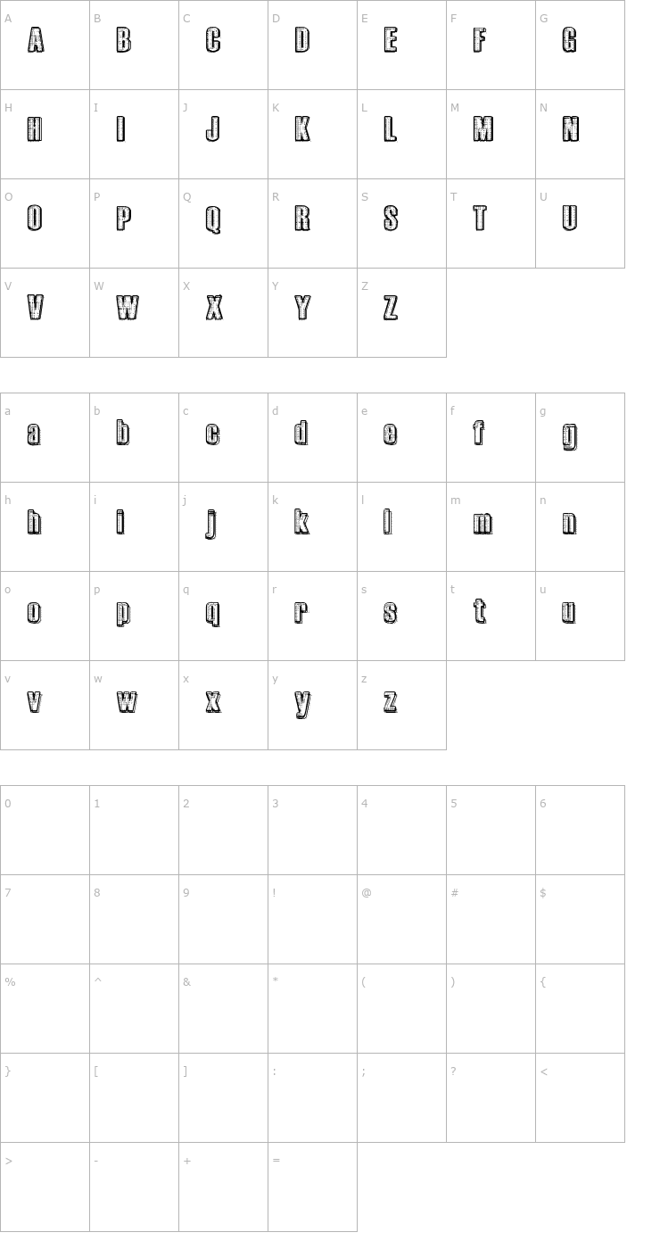 Character Map RvD Printplate Font