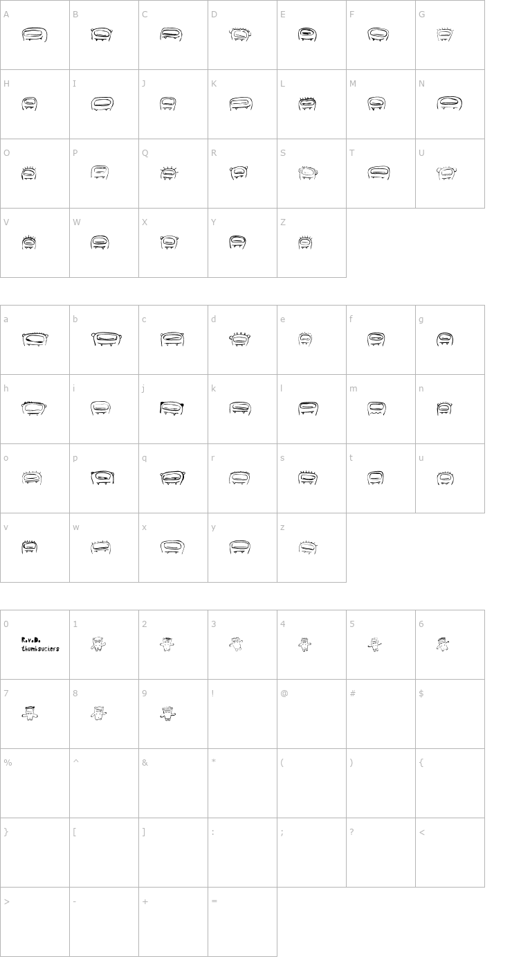 Character Map RvD Thumbsuckers Font