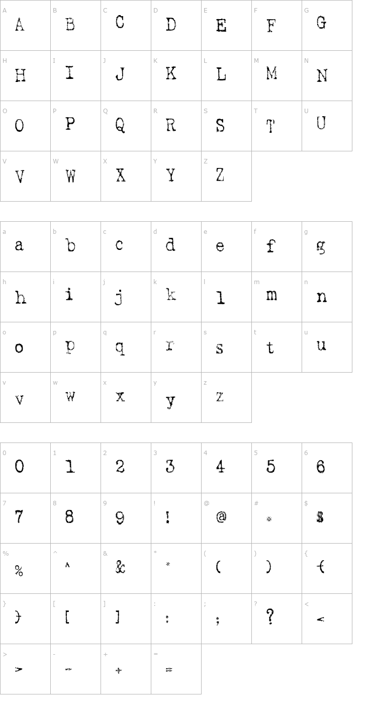 Character Map SA Inkspot Font