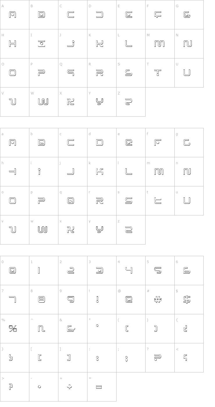 Character Map Sagan Outline Font