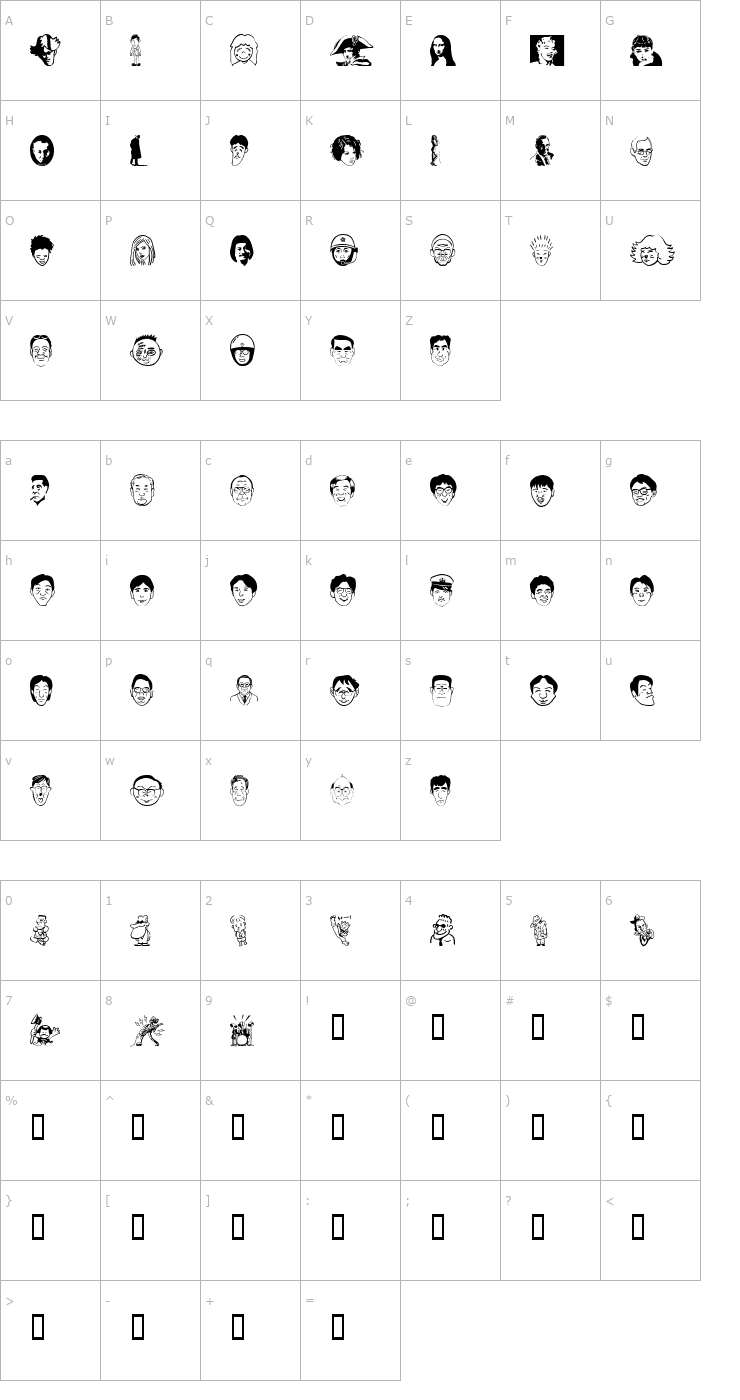 Character Map Sakabe People 02 Font