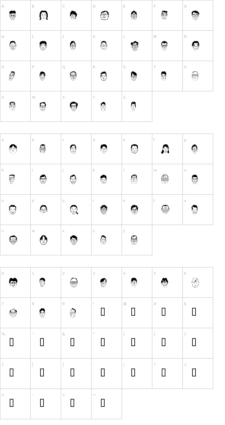 Character Map Sakabe People 03 Font