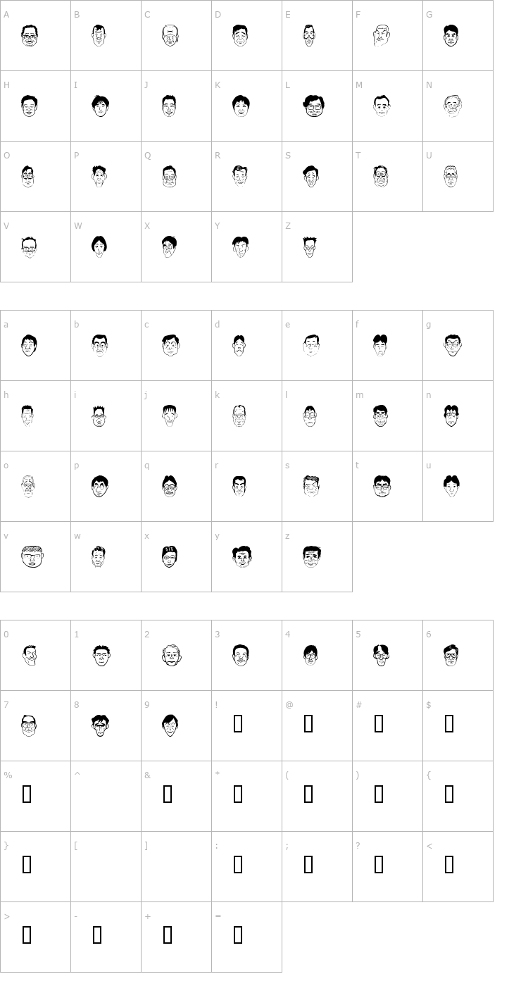 Character Map Sakabe People 04 Font