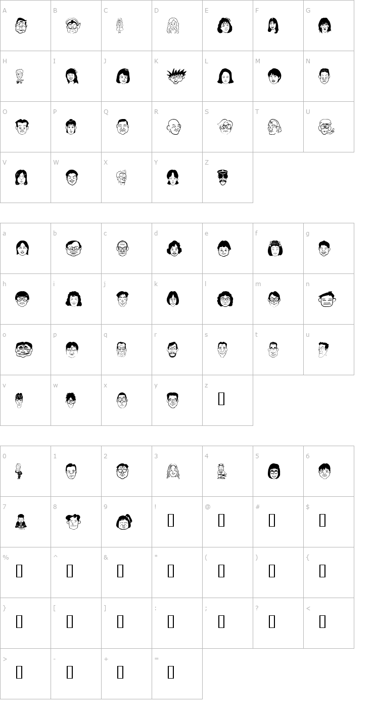 Character Map Sakabe People 05 Font