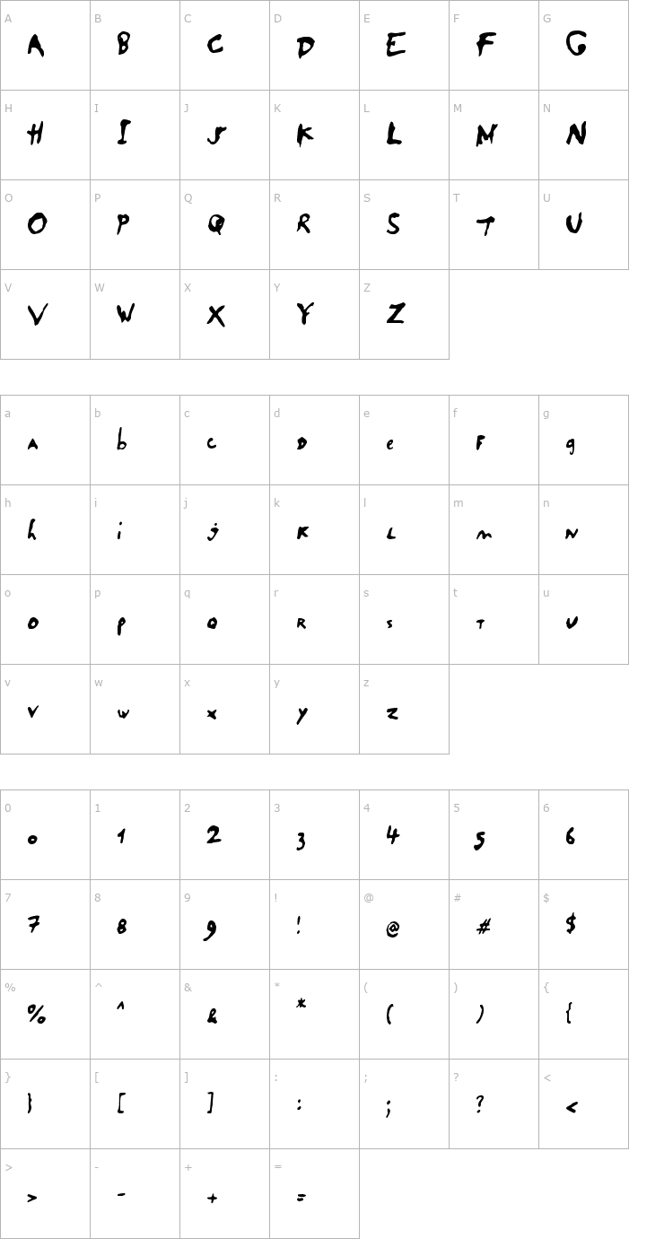 Character Map SaladeDeFruitsRaisin Font