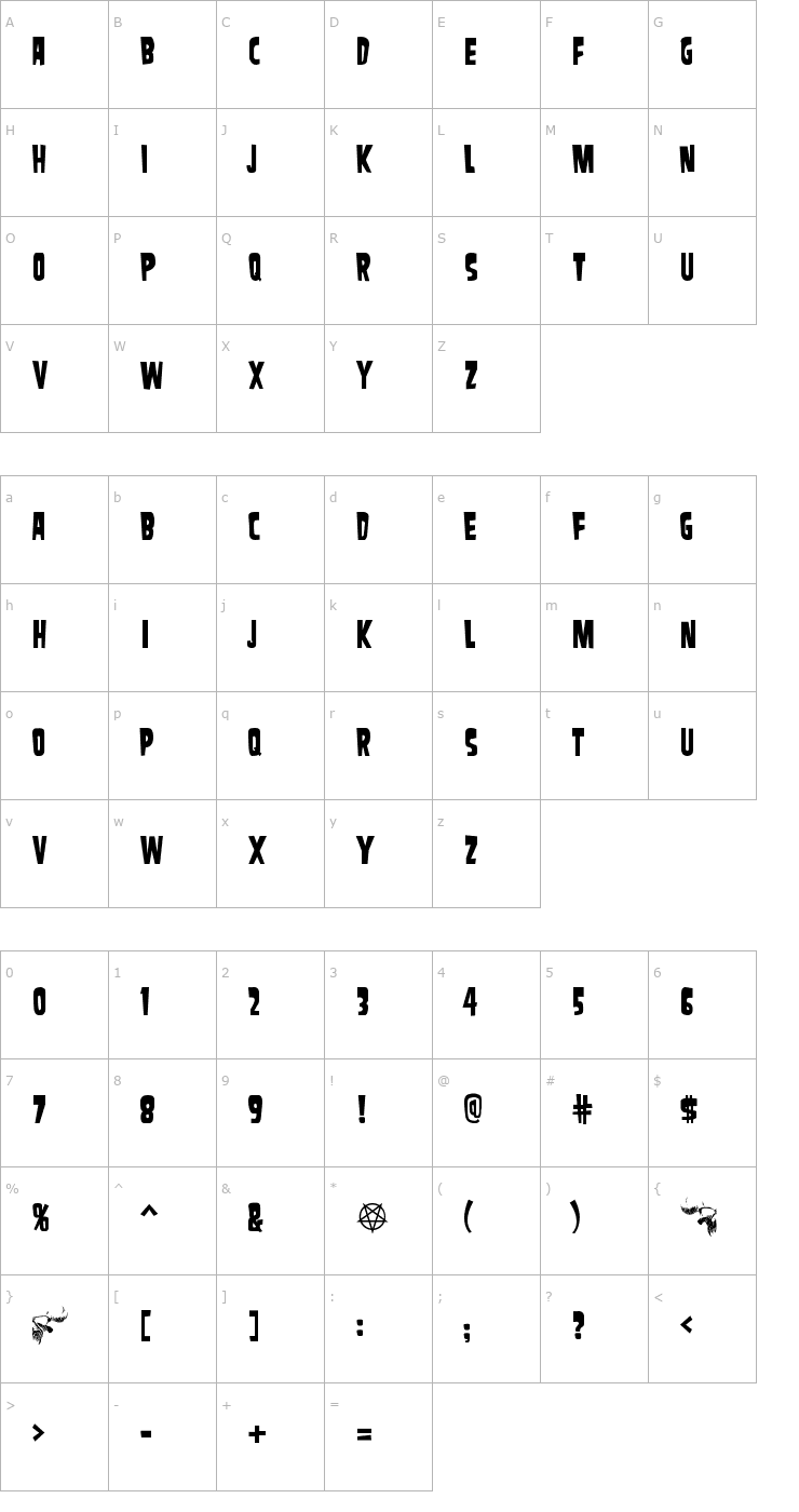 Character Map Samdan Font