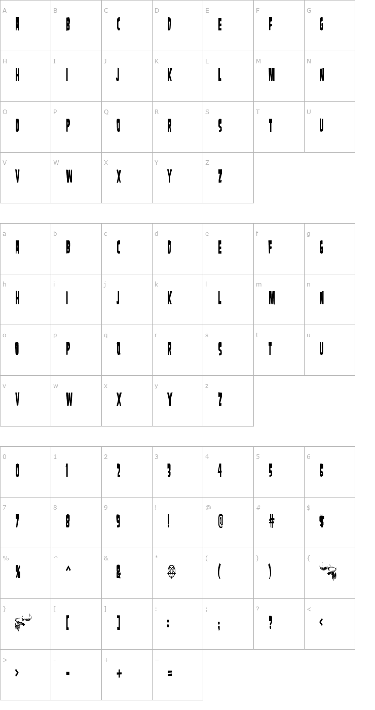 Character Map SamdanCondensed Font