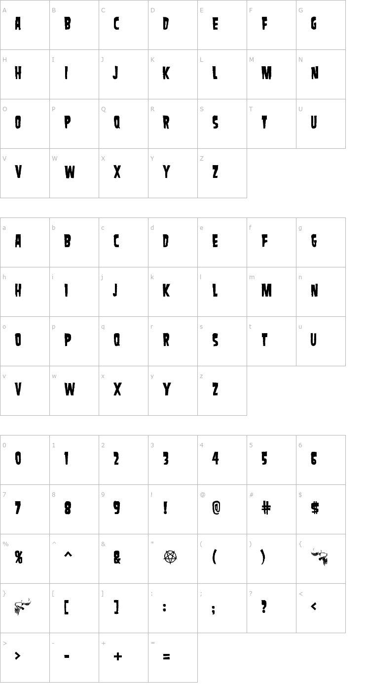 Character Map SamdanEvil Font