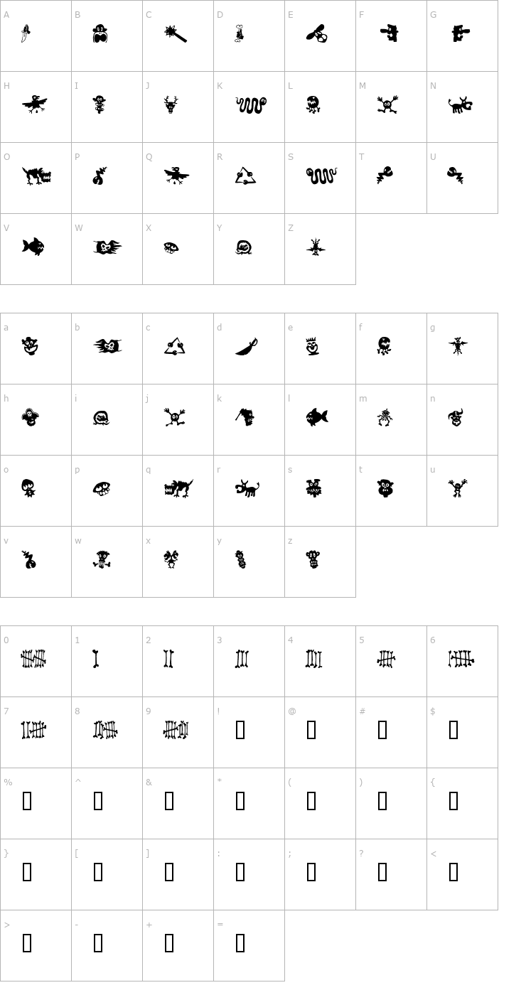 Character Map Sam's Dingbats Font