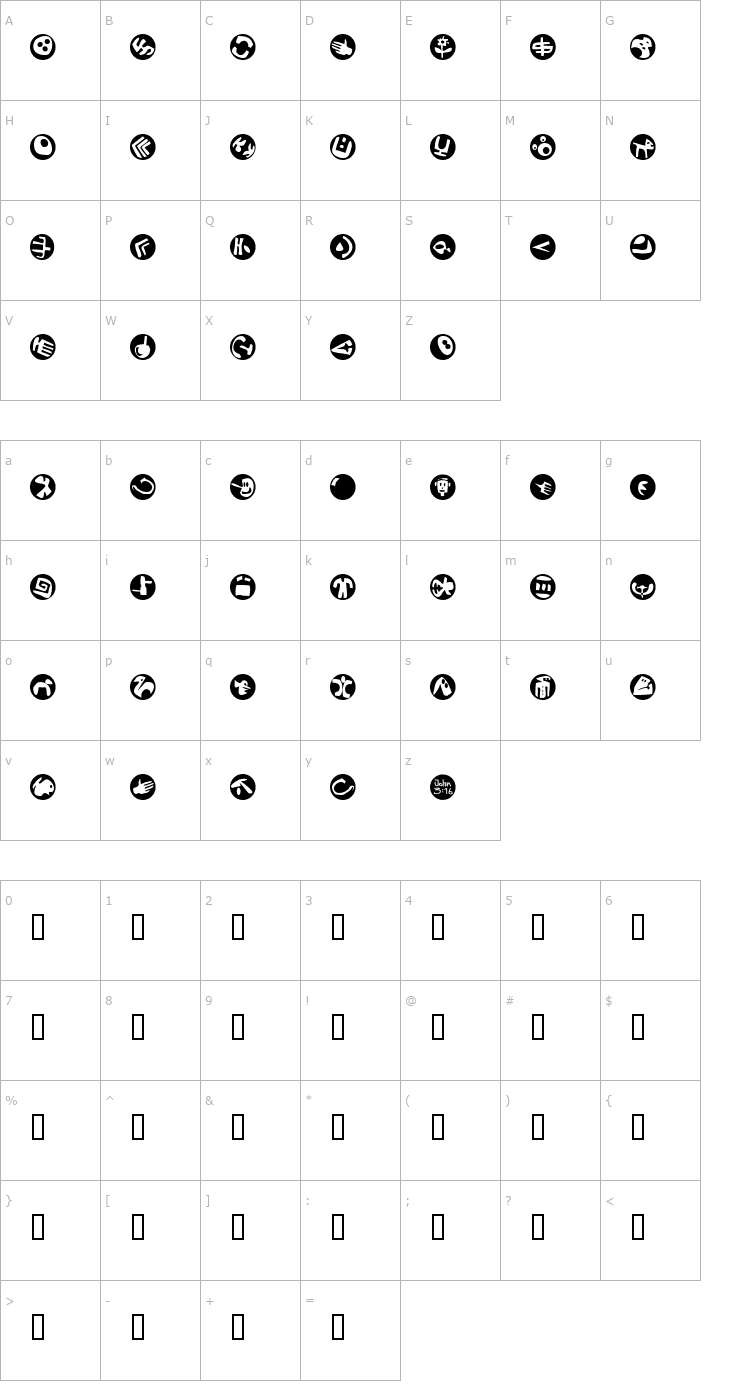 Character Map Sam's Dingbats No.2 Font