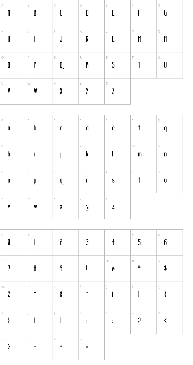 Character Map Sanity Bold Font