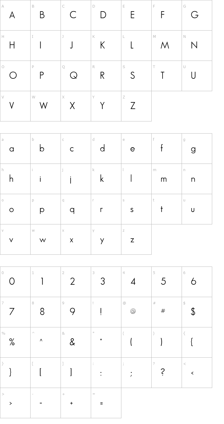 Character Map SansSerifBookFLF Font