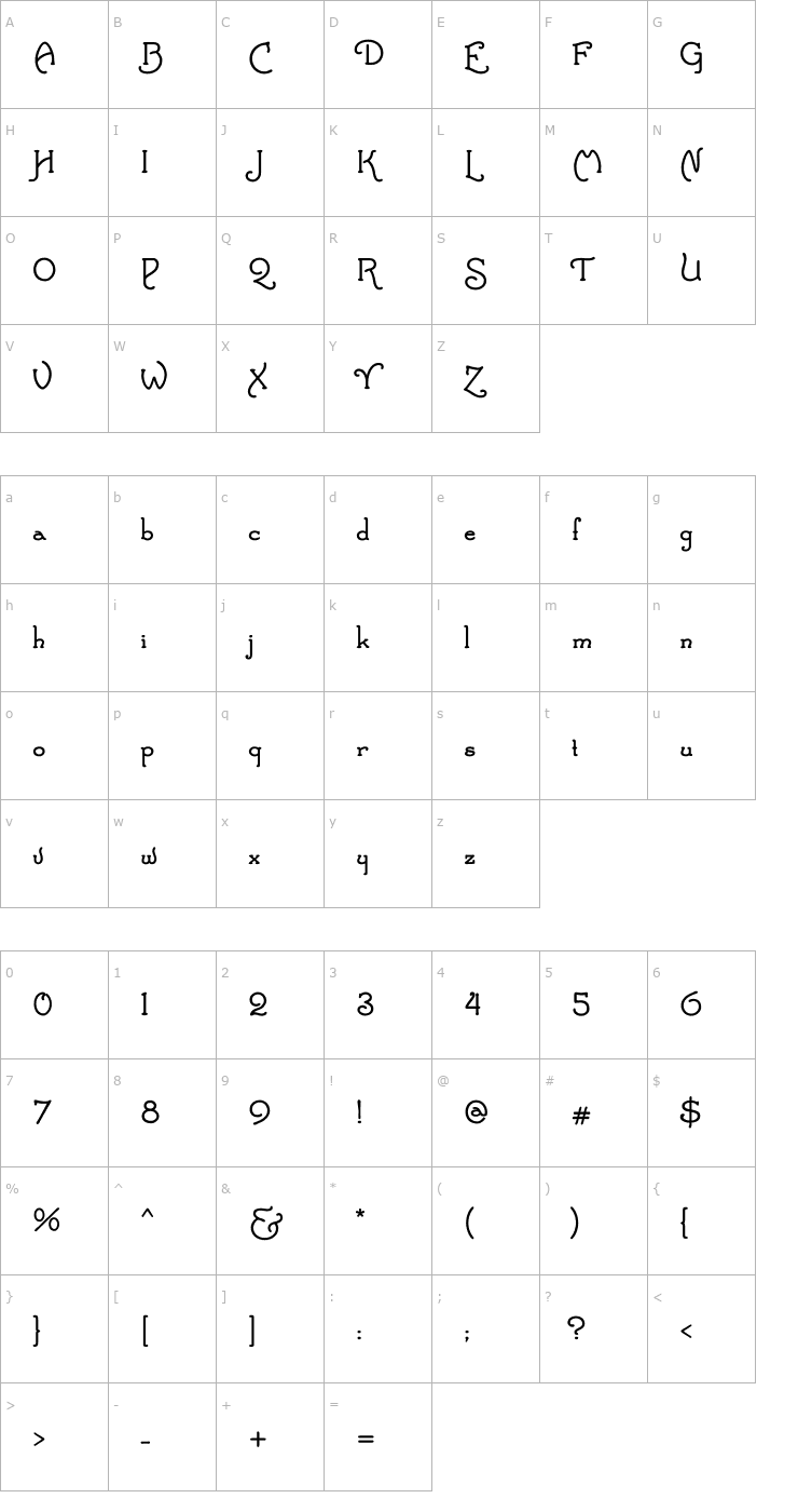 Character Map Santa'sSleighFull Bold Font