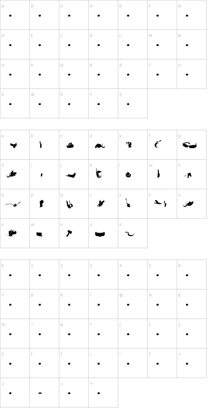 Character Map SaunaDingbats-Dimlght OTF Font