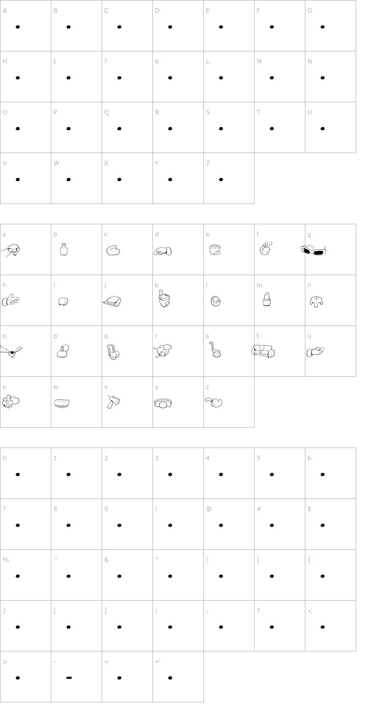 Character Map SaunaDingbats-Outline OTF Font