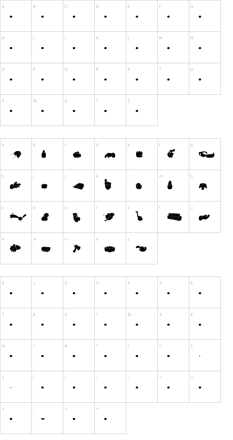 Character Map SaunaDingbats-Solo OTF Font