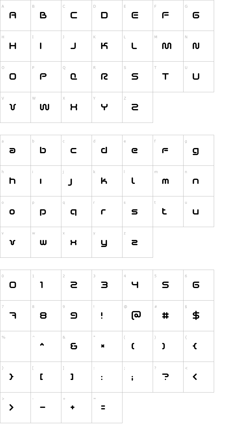 Character Map Sci Fied 2002 Font