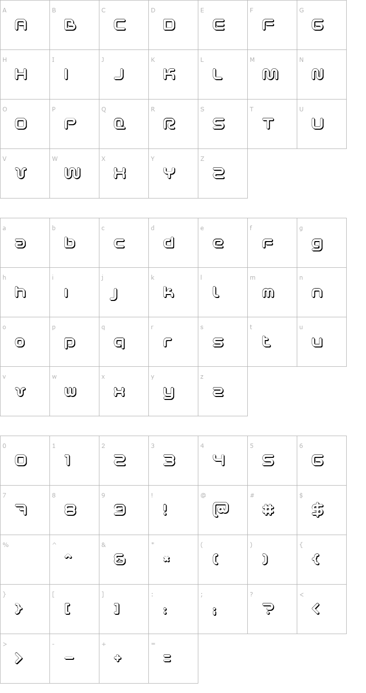 Character Map Sci Fied 2002 Ultra Font