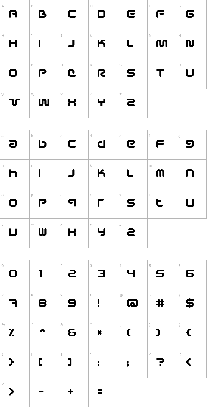 Character Map Sci Fied Bold Font