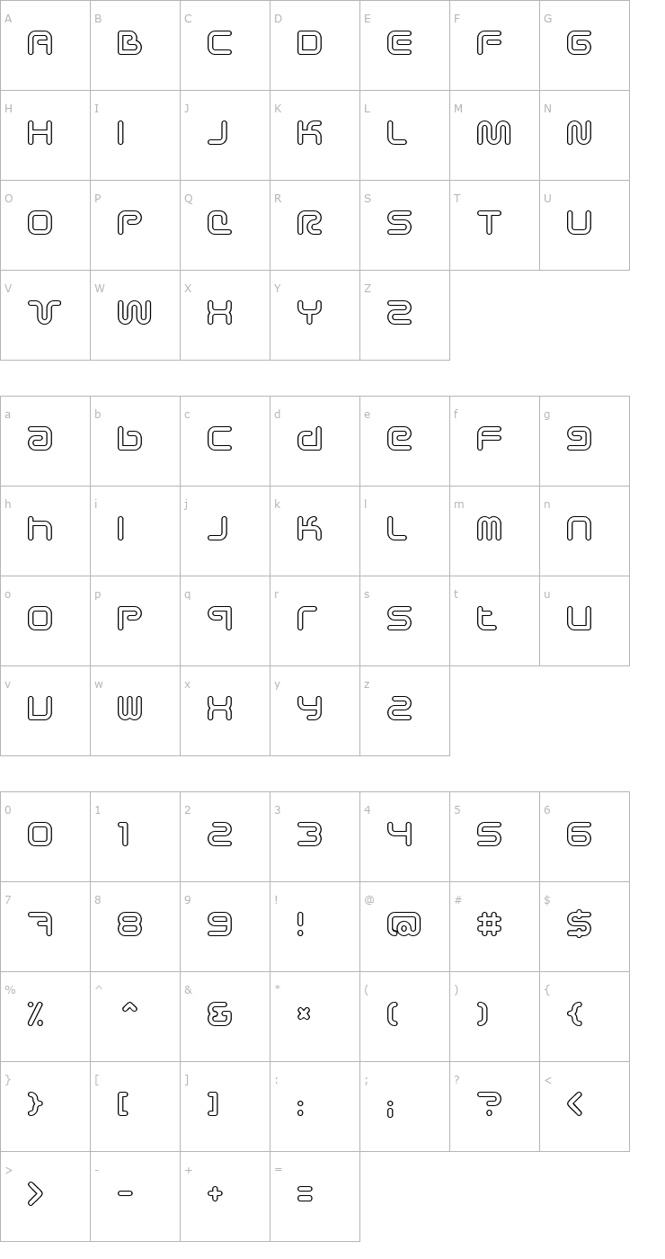 Character Map Sci Fied Outline Font