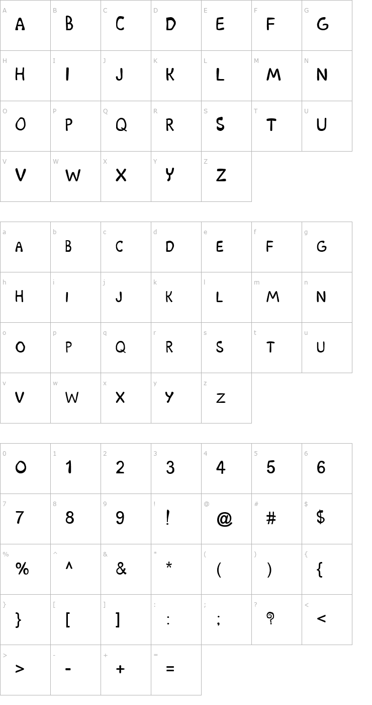 Character Map Scooby Doo Font