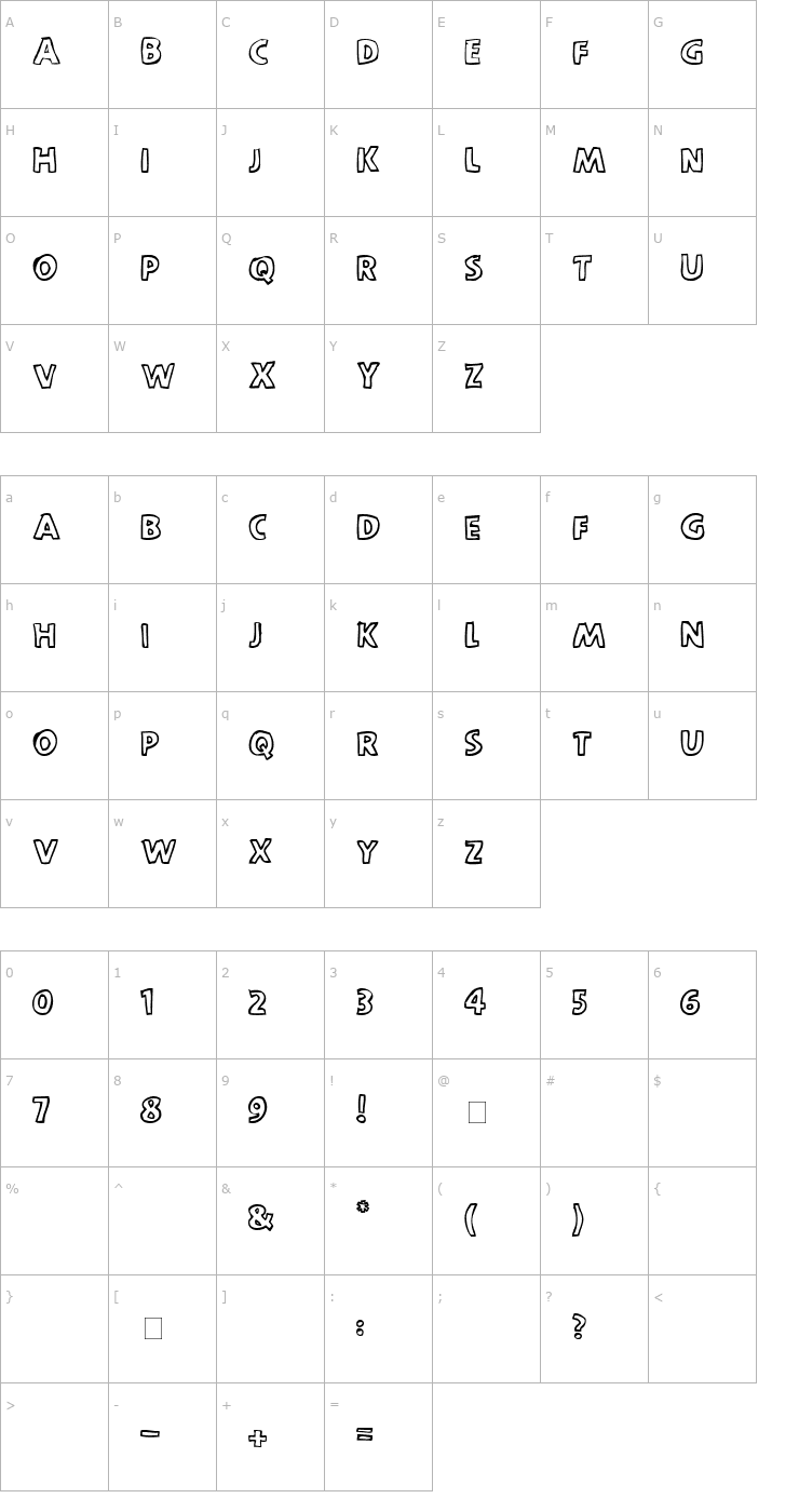 Character Map Scootch Over Sans Font