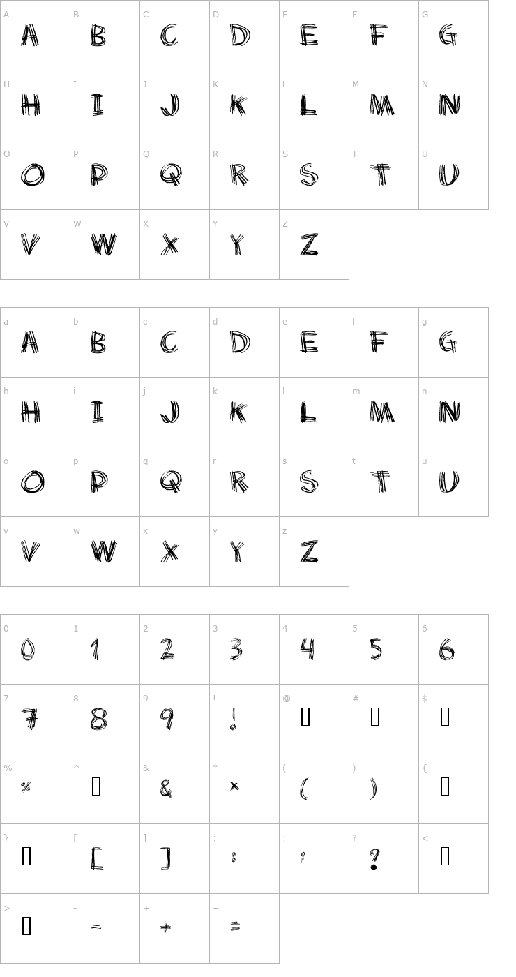 Character Map Scratch my back Font