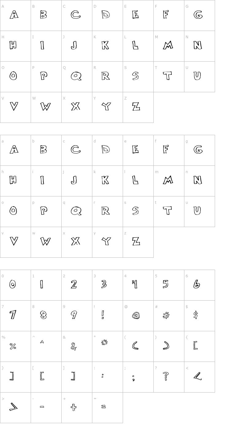 Character Map Scrawllege Font