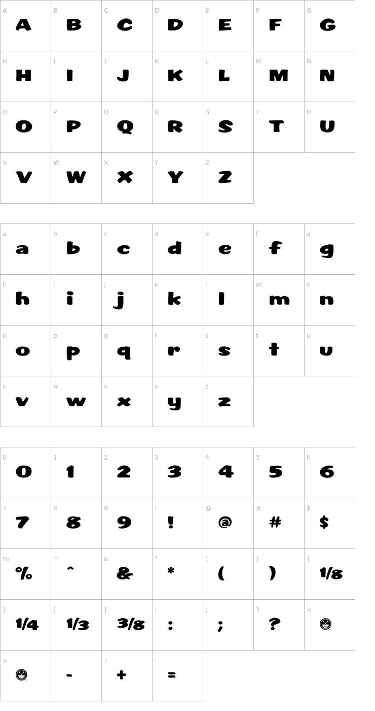 Character Map SCRIPT1 Surplus Casual Normal Font