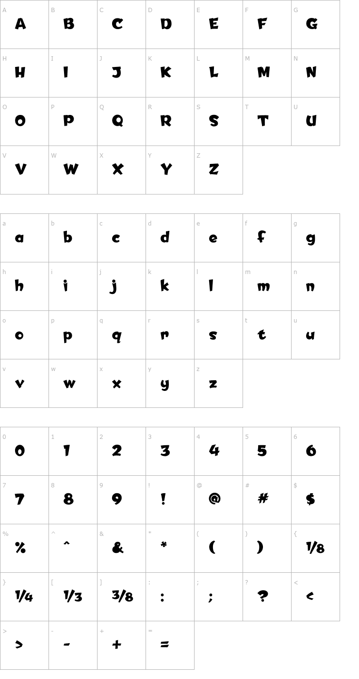 Character Map SCRIPT1 Team Spirit Normal Font