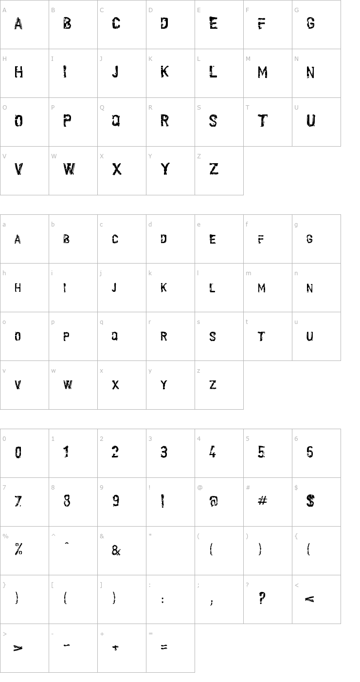 Character Map Scroonge Font